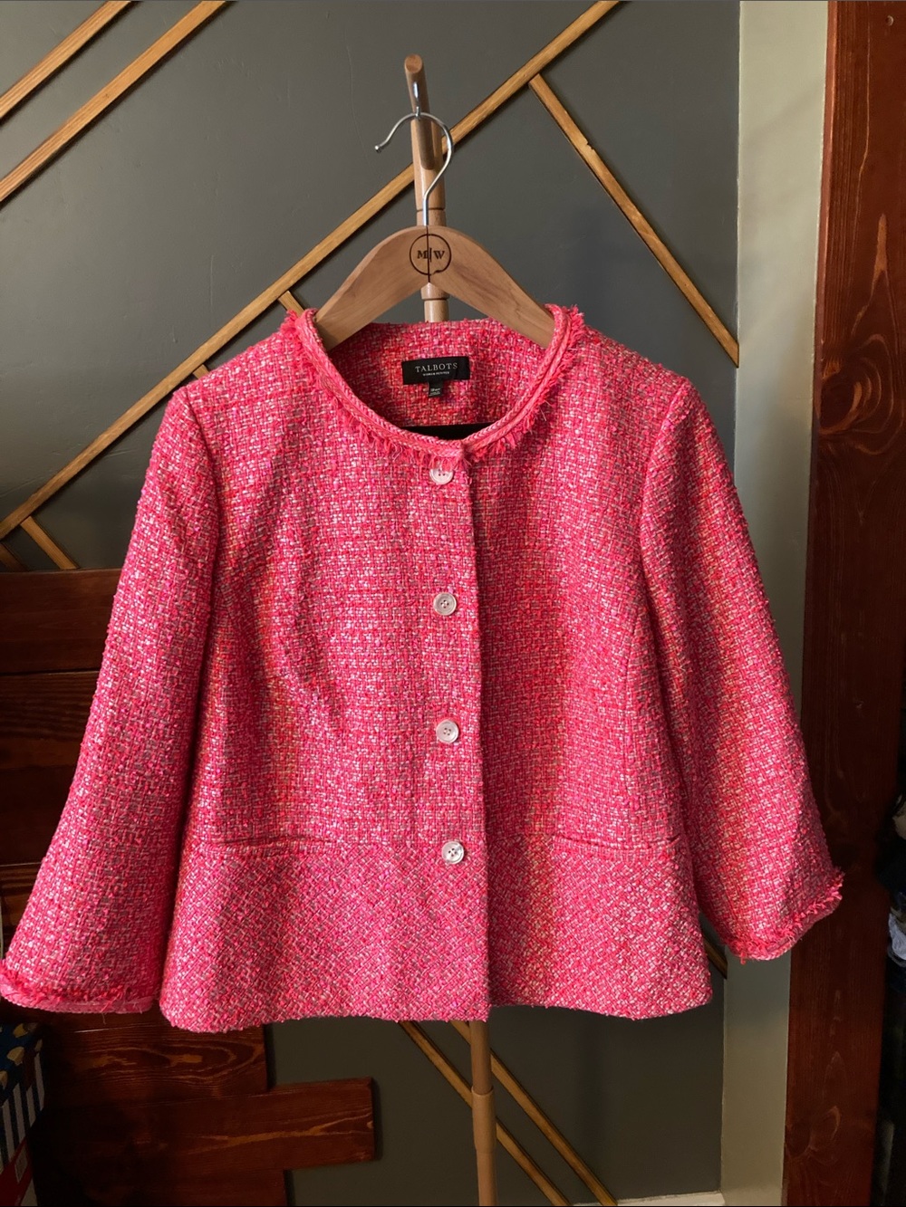 Talbots Pink Tweed Peplum Jacket